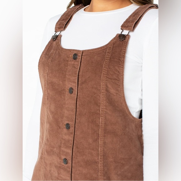 Celebrity Pink Denim - Celebrity Pink Corduroy Pinafore Mini Dress – Brown, Size S